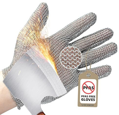 Schwer kettenhandschuh metzger handschuh Schnittschutzhandschuhe schnittfeste für Lebensmittelhandhabung Austernhandschuh Fleisch schneiden Metzgern, S