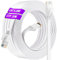 Cable Ethernet 20 metros, Cat 6 Cable de Red 20m Alta Velocidad Cable Internet Plano, Blanco Cable RJ45 250MHz 10/100/1000 Mbps, Exterior Interior Gigabit Network Cable LAN para Rúter Módem (20 Clips)