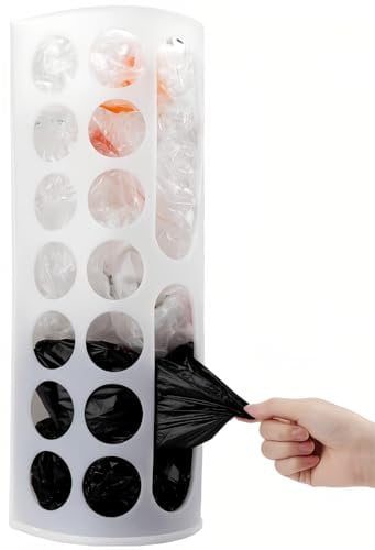 Lunies Plastic Bag Holder for Grocery Bags，Large Capacity Plastic Bag Dispenser, Multiple Grocery Bag Storage Organizer, Wall Mount Kitchen Trash Bag Holder(White,1 Pack)