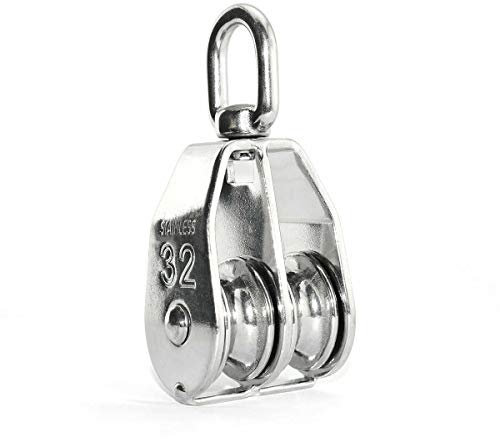 M15 Seilrolle, doppeltes Drehgelenk, 1 Stück Edelstahl-Riemenscheibe, zum Anheben von Seilheber, Schiff, Yacht, silber
