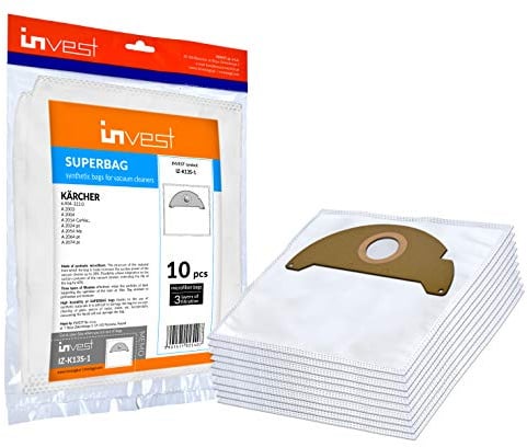 10 Sacs d'aspirateur Kärcher - 6.904-322, MV 2, A 2054, A 2000, A 2003, A 2004, A 2014, A 2064, WD 2.200, WD 2.250
