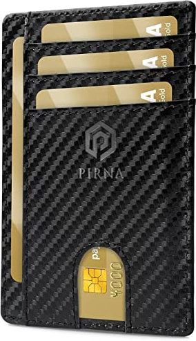 Porte Carte Bancaire Fin et Petit, Portefeuille pour Hommes et Femmes avec Pochette d'Argent & Boîte-Cadeau, Porte-Cartes de Crédit RFID, Porte Carte Bancaire Anti Piratage pour Homme Fibre de Carbone