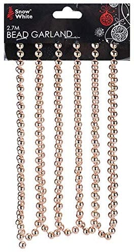 Christmas Tree Decoration 2.7 Metre Bead Garland - Rose Gold 5271
