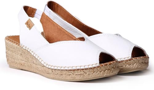 Espadrille compensée en Cuir pour Femme - BERNIA-P - Blanc, 36 EU