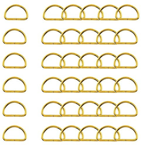 WedDecor 25mm Gold Non Welded Metal D Ring Fasteners Buckle for Adjustable Fastening Webbing Strap, Arts and Crafts, Pet Collars, Repairing Bags, Straps, 10pcs