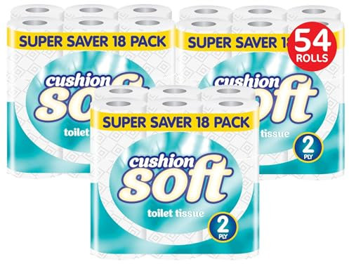 Cushion Soft Quilted Toilet Tissue | Embossed 2-Ply Toilet Paper | Strong, Unscented, Sustainably Sourced | Bulk Pack (54)