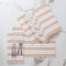 Encasa XO Platzsets Esstisch Set von 6 | Franca Beige Stripes | Fein gerippte Baumwoll-Tischunterlage | Größe 48x32 cm | Maschinenwaschbar