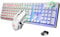 FELiCON K620 Wireless Gaming Keyboard and Mouse Combo, Mechanical Feel Rechargeable 100% Keyboard 4800 mAh, 16 Light Up RGB LED QWERTY US Layout+PC Gaming Mice with 2.4G Receiver for PC Mac PS4-White
