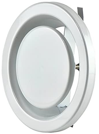 Steinberg14 Air Exhaust Valve - Extractor Fan Vent Cover - Round Adjustable Air Vent - Bathroom Diffuser - Wall Vent Cover - Ceiling Vent Grille, White, 125mm / 5