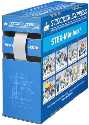STEX24 Schrumpfschlauch 3:1, Minibox mit 4,4m, weiß 12,0/4,0mm, 1/2 Zoll, WSB3 Schrumpftemperatur mind. 70°C, vollständig bei mind. 100°C - 1 Stück