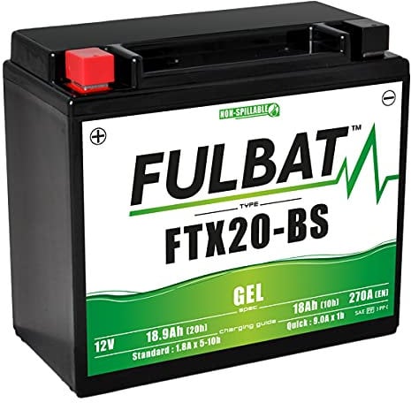 Fulbat - Batterie Fulbat GEL SLA FTX20-BS GEL 12V 18AH 270 AMPS 175x87x155 + Gauche