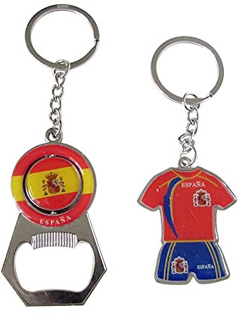 Bijoux 2 Schlüsselanhänger Fußball Trikot und Flaschenöffner Spanien Flagge