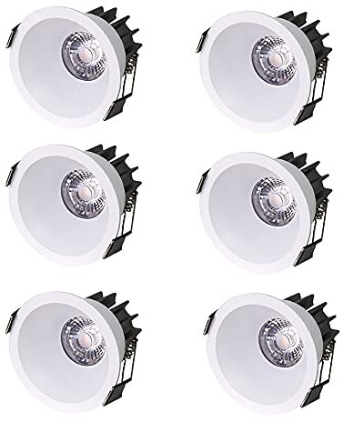 SDUYTEG Paquete De 6 Accesorios De Iluminación LED Ventilador De Montaje En Techo You Downlight Empotrado En El Techo De Bajo Consumo Adecuado Para Cocina, Escaparate, Oficina, Hogar, Canister, Luces