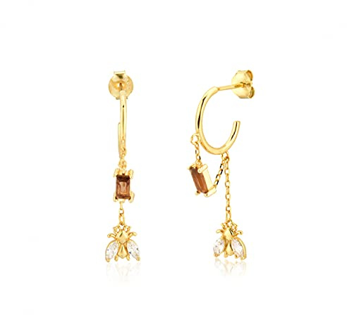 WLLLTY Ohrring Damenmode 925 Sterling Silber Gold Kette Biene Anhänger Ohrringe Hochzeit Mode Party Schmuck Damen