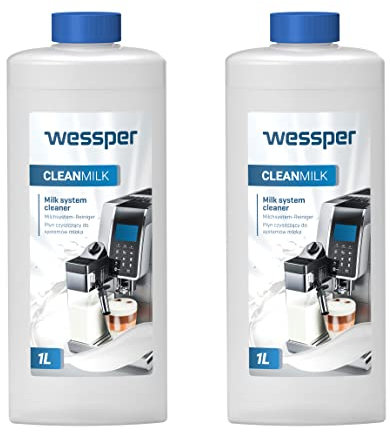 Wessper Milchsystemreiniger für Kaffeevollautomat Flüssig-Reiniger für Milchaufschäumer, Kompatibel mit Jura Melitta WMF Delonghi Nespresso Seaco Siemens - 2 x 1L