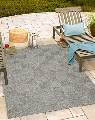 Mia's Teppiche Adora - tappeto moderno, stile boho, adatto per uso interno ed esterno, soprattutto piatto, ideale per cucina e sala da pranzo, grigio-beige, 080x150cm