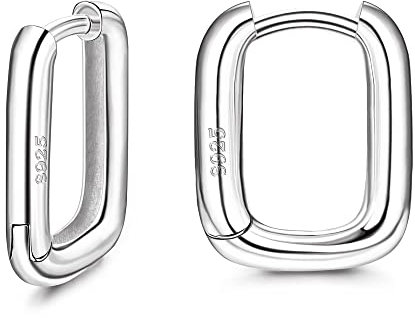 KRFY Creolen Silber Damen Ohrringe,Kleine Creolen aus 925er Sterlingsilber, 18 Karat vergoldet Geometrische Huggie Creolen Dreieck Sechseck Ovale Creolen für Damen