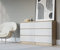 3E 3xE living.com Kommode 6 120 cm - mit 6 Schubladen Größen (Sonoma & Weiß)