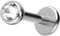 PIERCINGLINE Titan Labret mit Push Fit KRISTALL Piercing Ohr Conch Tragus Lippe Nase Medusa Silberfarben 1,2x7x3 mm
