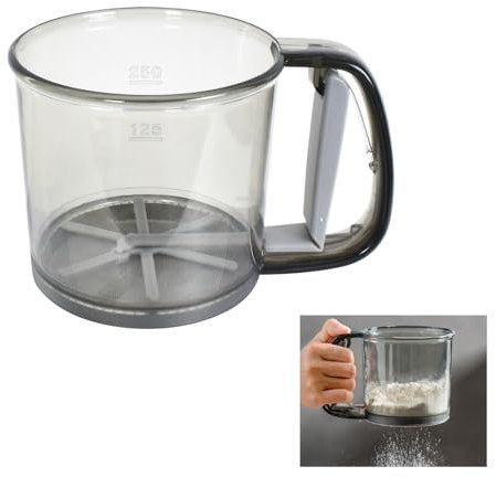 Setaccio per Farina Manuale, Setaccio per Farina e Zucchero a Velo a Maglia Fine in Acciaio Inox con Scala, Setaccio da Cucina Setaccio Farina Setaccio da Forno Colino per Polvere per Domestica (A)