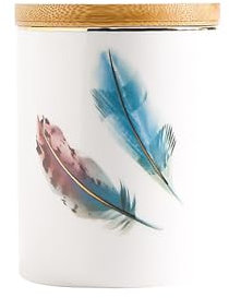MoRfiL Keramikbehälter, luftdichter Deckel, versiegelte Aufbewahrungsbehälter für Badesalz, Zucker, Gewürze, Kaffee,Feathers,250ml