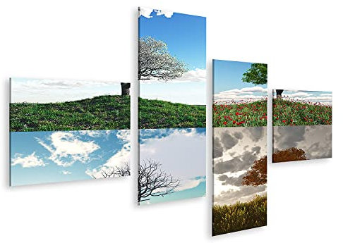 islandburner Prime Bild auf Leinwand Einsamer Baum im Vier Jahreszeiten Zeitraffer Bilder Wandbilder Poster