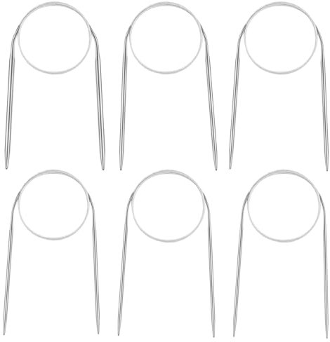 Aeelike 6 Stück Rundstricknadeln Edelstahl 80 cm, Ergonomische Stricknadeln Rundstricknadel 2,5mm/3,0mm/3,5mm/4,0mm/4,5mm/5,0mm, Langlebige Rundstricknadel Set zum Stricken von Decken und Schals