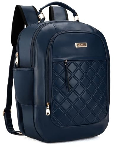 Montana West Basic Rucksack aus veganem Leder für Damen & Herren, leichter lässiger Tagesrucksäcke für Reisen, Arbeit, Business, C379 Blau, Tagesrucksäcke