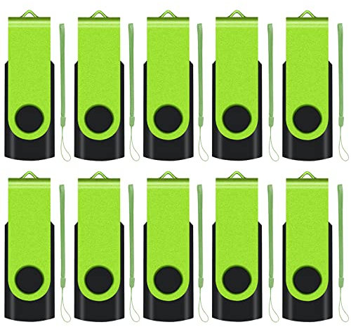 1GB USB Stick USB 2.0 Speicherstick 1GB Einklappbarer, 10 stück Grün