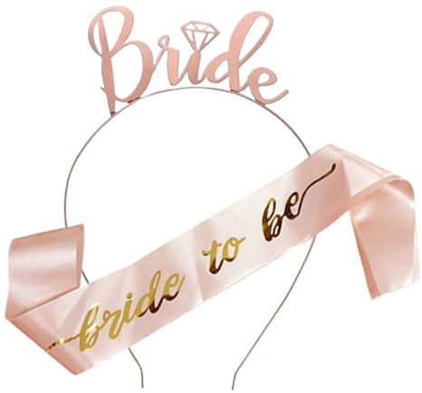 Bride to Be Ceinture et Diadème, Fournitures de Fête, Bride to Be Ceinture et Bandeau, Décorations de Mariage en Or Rose pour Douches Nuptiales, Enterrements de Vie de Jeune Fille et Mariages