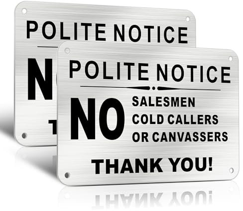 TAKULA No Cold Callers Sign for Front Door - 15 * 10CM No Salesmen or Cold Callers Sign for Front Door,Ring Doorbell Sign Warning Signs|Pack of 2