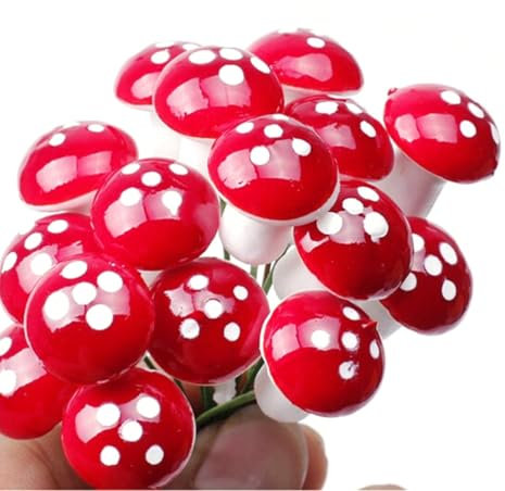 BESPORTBLE 10Pcs Micro Landscape Mushroom Ornament: Artificial Mushroom Stool Miniature Garden Mushroom Fairy Garden Decor Mushroom Figurines Plant Face Mushrooms for Flower Pot Cake Red