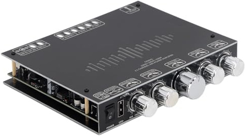 Bluetooth 5.1 Amplifier Board, 220W + 220W + 350W 2.1 Channel Power Amplifier Board with Treble Bass Control, Bluetooth AUX USB Input, DC12‑38V, APP Control