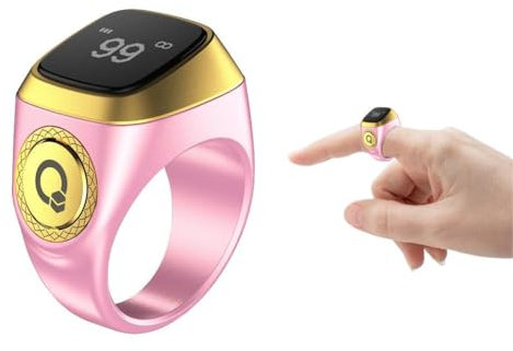 Hitopin Tasbih Zähler Smart Ring,Digital Electronic Smart Ring Counter,Intelligenter Tasbih-Ring Zähler,Muslimischer Tasbeeh Smart Counter,Islamischer Ring Counter,Tasbeeh Smart Zähler (Rosa,20mm)