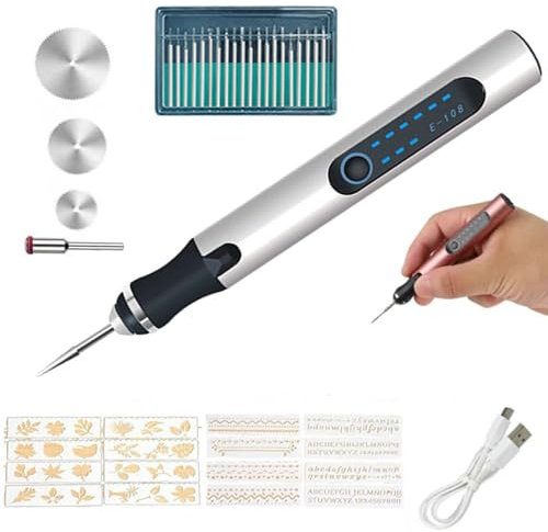 CYTGOUPER Mini herramienta giratoria inalámbrica, kit de herramientas rotativas para lijar, pulir, taladrar, grabar, grabar, manualidades (Juego de pulido para grabado en plata)