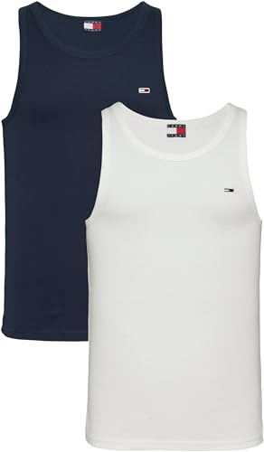 Tommy Jeans TJM XSLIM 2PCK Rib Tank EXT Other T-Shirts Men's, Multi (Ecru/Dark Night Navy), 3XL