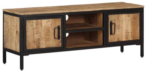 vidaXL Meuble TV 110x30x40 cm Bois Massif de manguier Brut, Banc TV, Meuble HiFi, Centre de Divertissement, Buffet TV, Meuble multimédia, Console TV