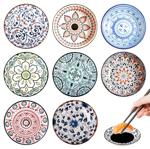 8er Set Keramikschalen Für Dips & Gewürze, Hitzebeständige Porzellan Dipschalen, Perfekt Für Snacks, Desserts Und Beilagen (Ø 10 cm, Bunt)