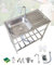 Fregadero De Acero Inoxidable Comercial Fregaderos Exterior Cocina Independiente con Grifo Y Estantes De Almacenamiento Fácil De Montar Lavabo Portatil para Jardín Lavadero Hostelería 75x40xH75cm