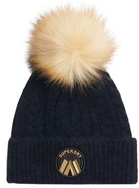 Superdry Damen Luxuriöse Beaniemütze mit Zopfmuster