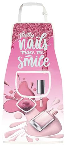 MYSOMY Nail Tech Gift Pretty Nails Make Me Smile Apron Nail Artist Apron Nail Artist Appreciation Gift Nail Artist Gift for Nail Lovers (Pretty Nails Apron)