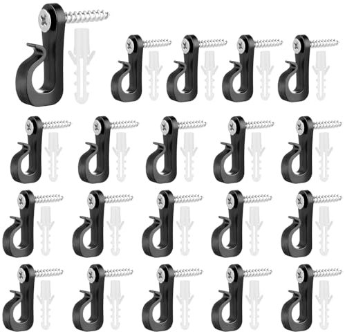 XOKL Ganci a vite, 20 pezzi ganci a vite per luci a corda per esterni Ganci Q-Hanger Ganci a vite per ganci in legno per luci esterne