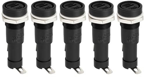 VGOL 5 STK Sicherungshalter für Schalttafelmontage Kompatibel mit 6,3 X 30 Mm Sicherungen 15 A 250 V AC Sicherungshalterbuchse für Sicherheitsausrüstung Haushaltsgeräte Smart Home