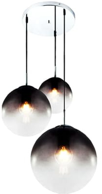 Hängeleuchte Pendelleuchte rauchfarben Kugellampe Esszimmerleuchte 3 flammig, Metall Glas, 3x E27 Fassungen, DxH 51x120cm