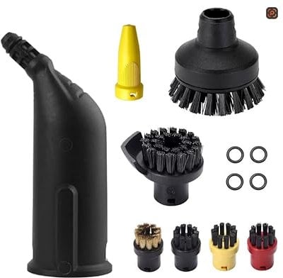 12Pcs Steam Cleaner Accessories Compatible with Kärcher SC1 SC2 SC3 SC4 SC5 - Round Brushes, Black Extension Nozzles, More for Efficient Cleaning - Premium Replacement Parts for Steam Cleaners