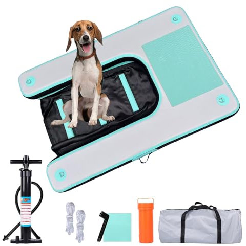 HEYLIFE Bgreen Rampe gonflable flottante pour chien - Pour piscine jusqu'à 100 kg - 1,2 x 0,9 x 10,2 cm