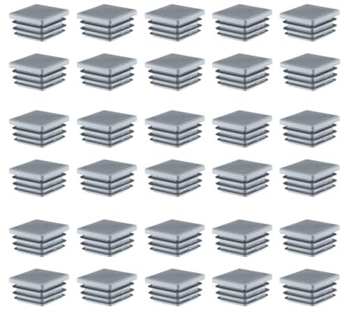 DLPRK Tapón para Tubo Cuadrado de Plástico, 30 Piezas, Tapones para Patas de Sillas (20x20 mm) (Gris)
