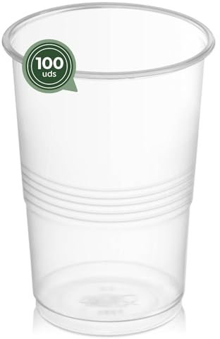 Maxi Products - Lot de 100 gobelets en plastique réutilisables - 1000 cc - Verres recyclables - Haute résistance - Incassables - Célébrations - Gobelets rafraîchissants - Smoothies - Verres à