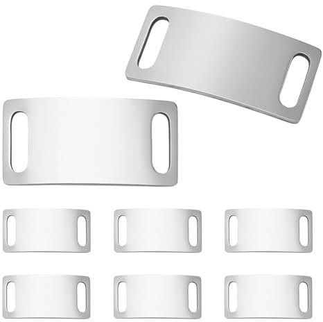 UNICRAFTALE 10 Stück Personalisiertes Verstellbares Hundehalsband Edelstahl Stanzung Blankes Etikett Rechteckige Haustierhalsbandanhänger Geräuschlos Graviert Zum Aufschieben Haustier ID Tag 40mm