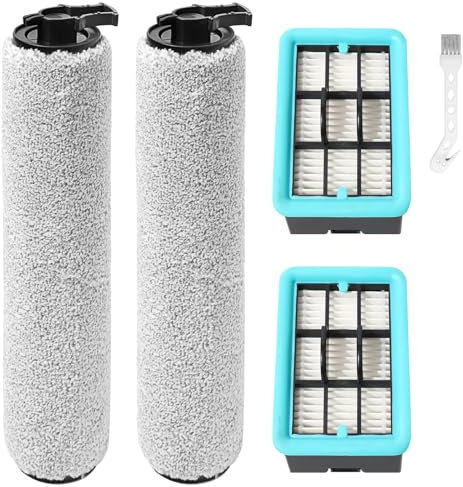 KiimSin Brosse rotative + filtres accessoires pour Bissell Crosswave HF2 / 3845N / 3831 Pièces de rechange pour aspirateur eau et poussière, 2 brosse rotative + 2 filtres Hepa + 1 brosse